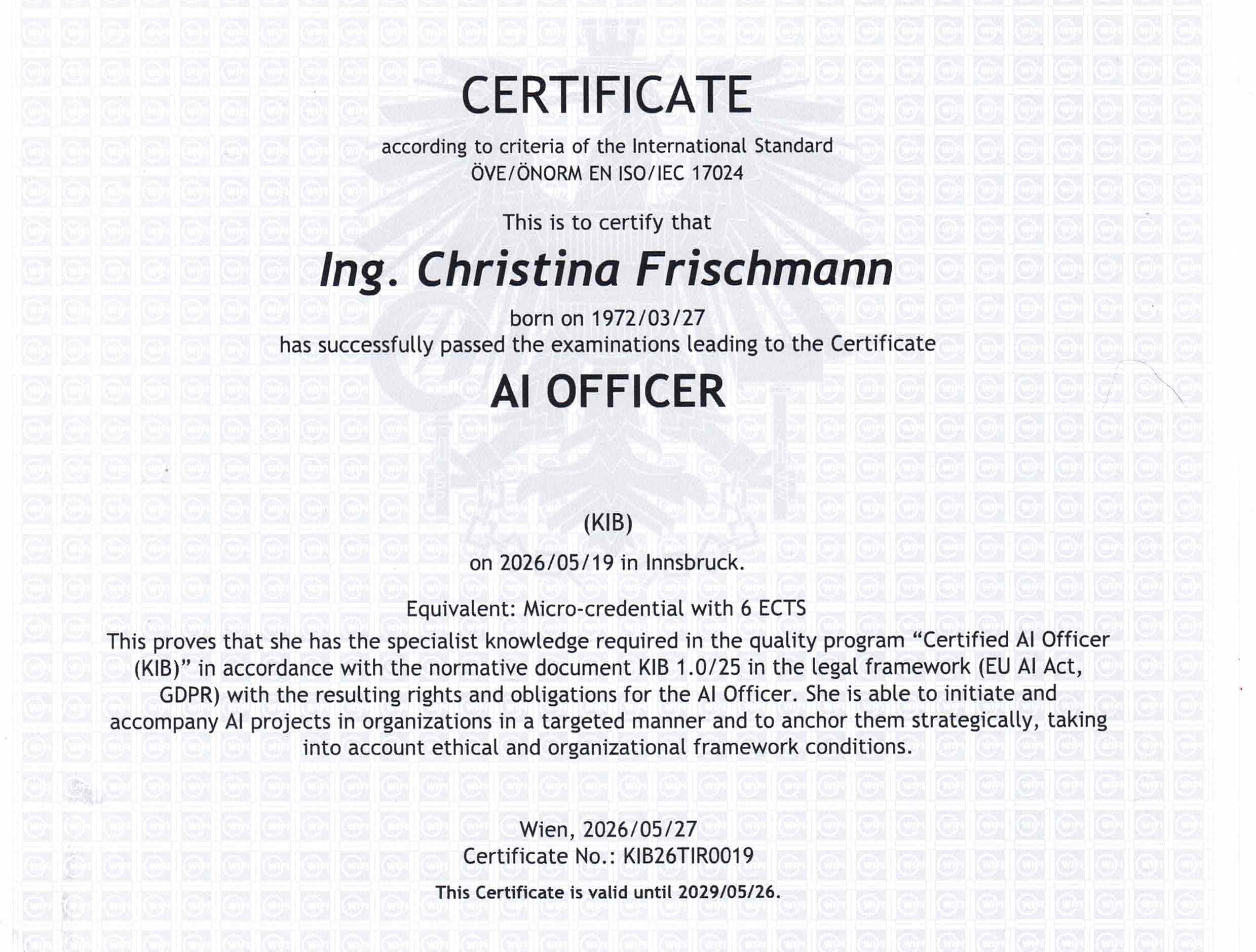 Certificate AI Officer